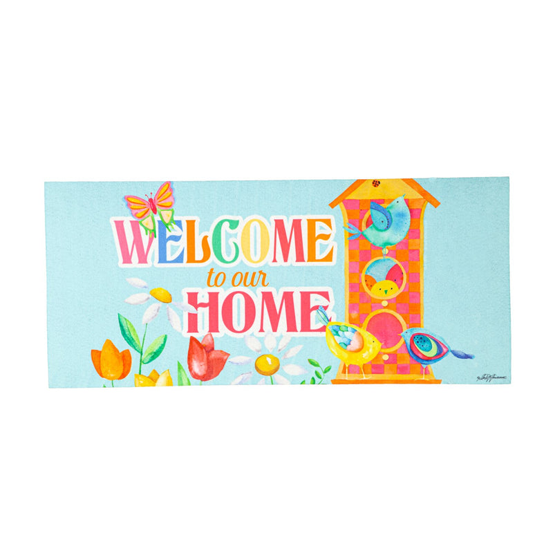 Evergreen Floormat,Spring Chirpings Welcome to our home Sassafras Switch Mat,22x0.2x10 Inches