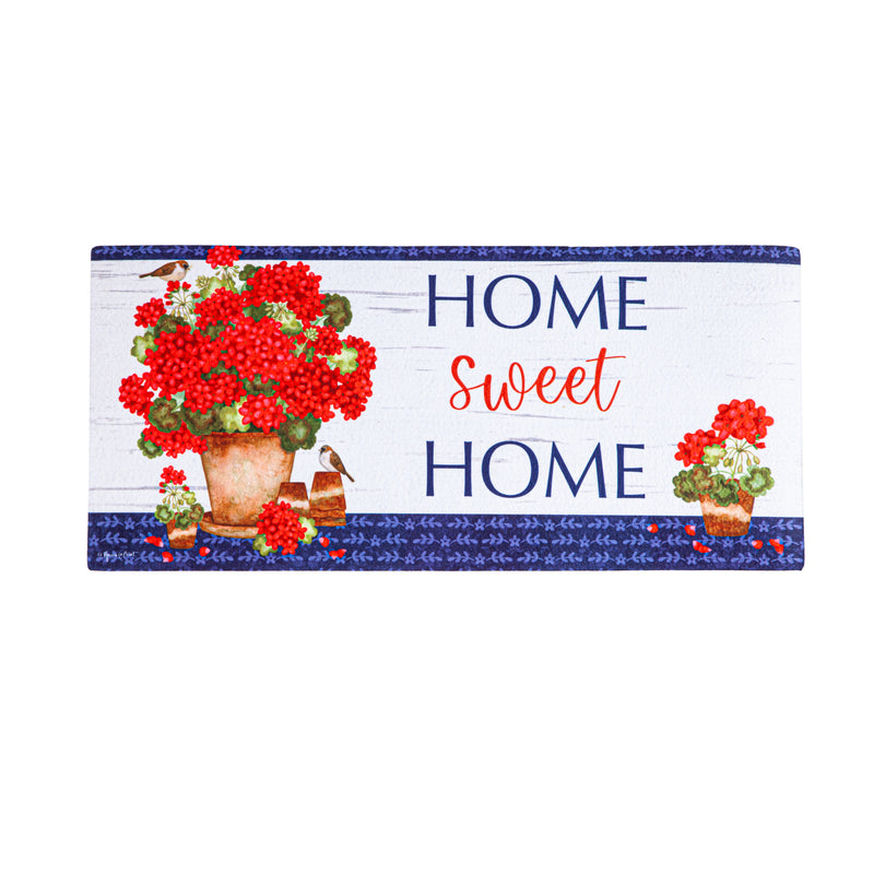 Evergreen Floormat,Red Geraniums Sassafras Switch Mat,0.25x22x10 Inches