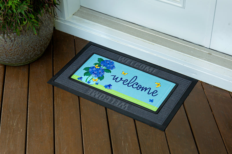 Evergreen Floormat,Welcome Home Hydrangeas Sassafras Switch Mat,0.2x22x10 Inches