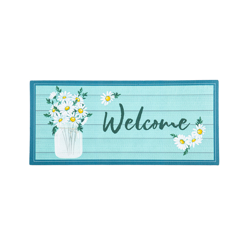 Evergreen Floormat,Daisies Welcome Bouquet Sassafras Switch Mat,0.2x22x10 Inches