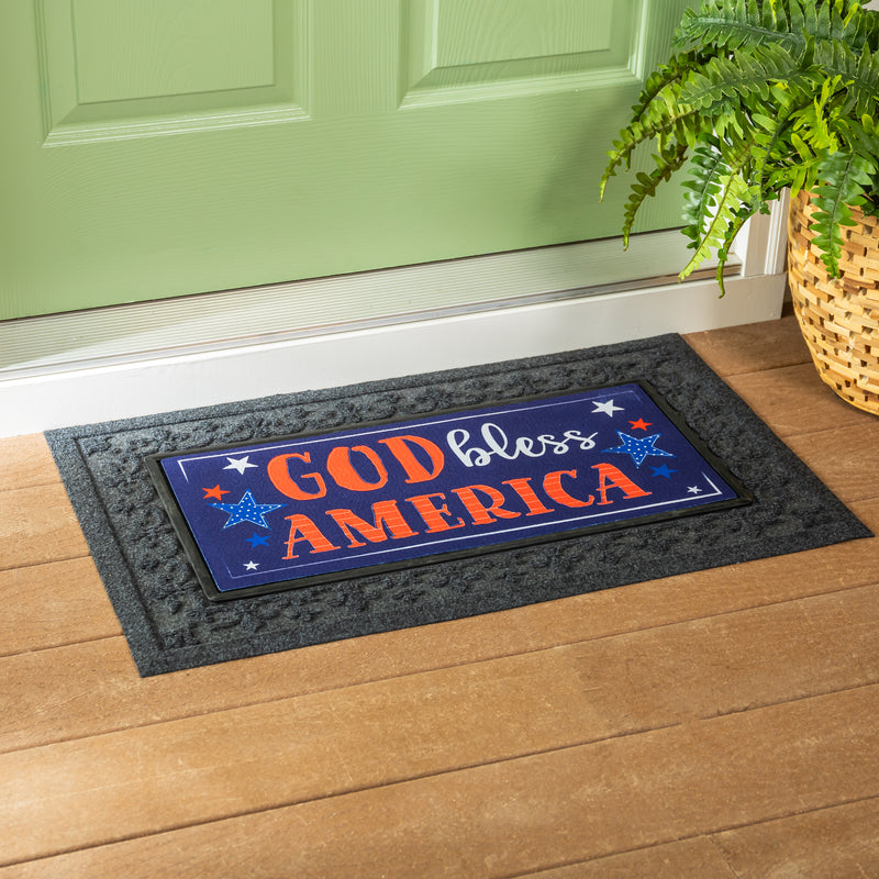 Evergreen Floormat,Patriotic God Bless America Sassafras Mat,0.25x22x10 Inches