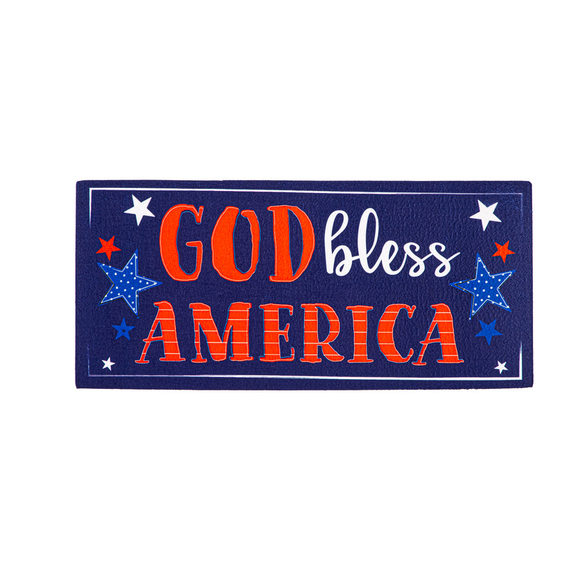 Evergreen Floormat,Patriotic God Bless America Sassafras Mat,0.25x22x10 Inches