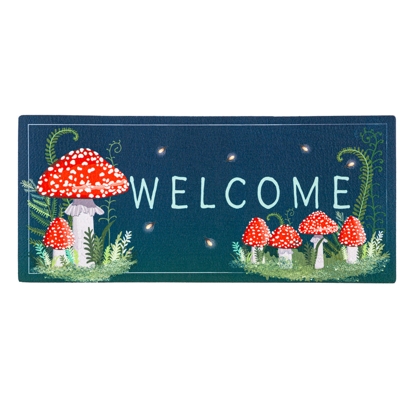 Evergreen Floormat,Welcome Friends Mushroom Sassafras Switch Mat,0.25x22x10 Inches