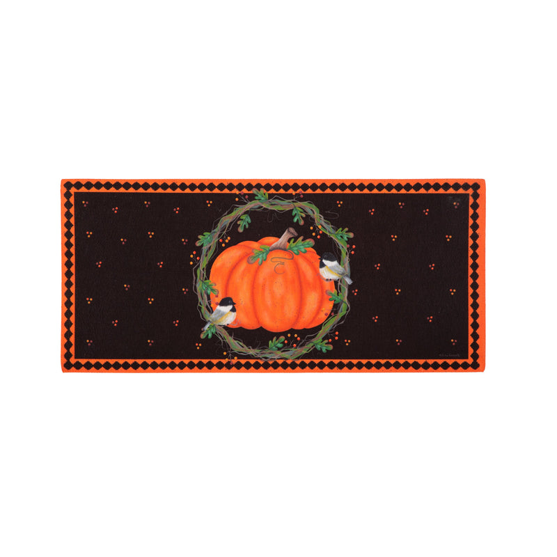 Evergreen Floormat,Chickadee and Pumpkin Sassafras Switch Mat,22x0.25x10 Inches