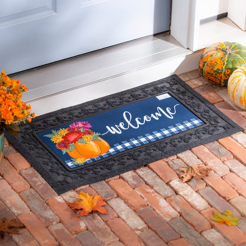 Evergreen Floormat,Mums and Pumpkin Sassafras Switch Mat,22x0.25x10 Inches