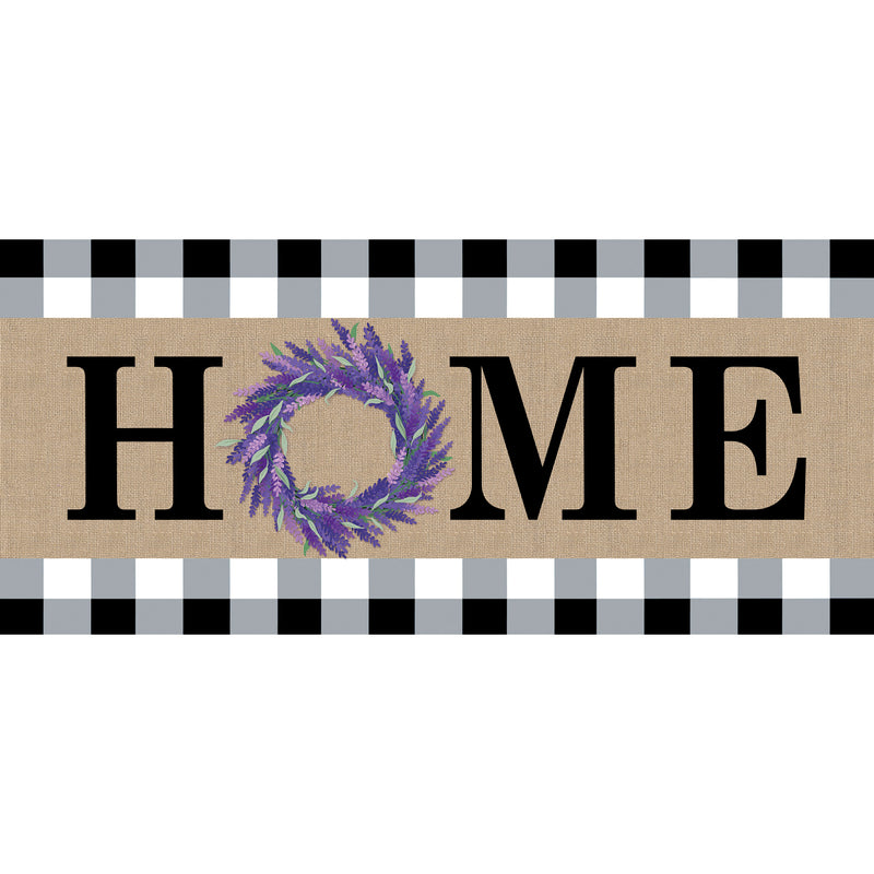 Evergreen Floormat,HOME Lavender Wreath Burlap Sassafras Switch Mat,10x22x0.25 Inches
