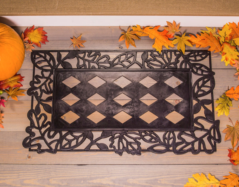 Sassafras Decorative Mat Tray Leaves Black 18x30