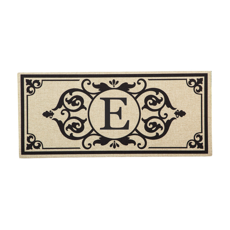 Evergreen Floormat,Cambridge Monogram Burlap Sassafras Switch Mat, Letter E,0.2x22x10 Inches