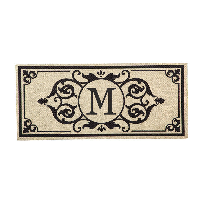 Evergreen Floormat,Cambridge Monogram Burlap Sassafras Switch Mat, Letter M,0.2x22x10 Inches