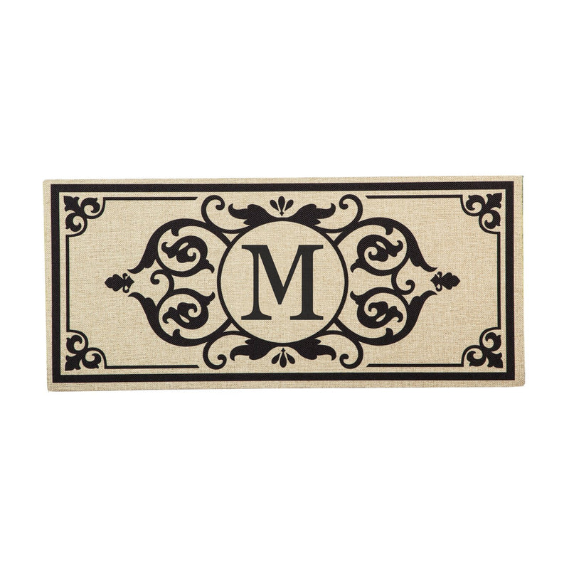 Evergreen Floormat,Cambridge Monogram Burlap Sassafras Switch Mat, Letter M,0.2x22x10 Inches