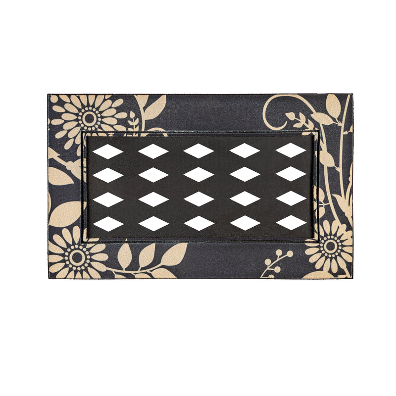 Black Floral Flocked Sassafras Mat Tray