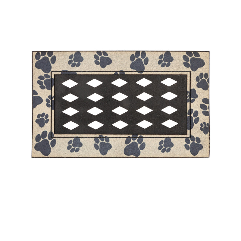 Evergreen Floormat,Paw Print Flocked Sassafras Mat Tray,0.4x30x18 Inches