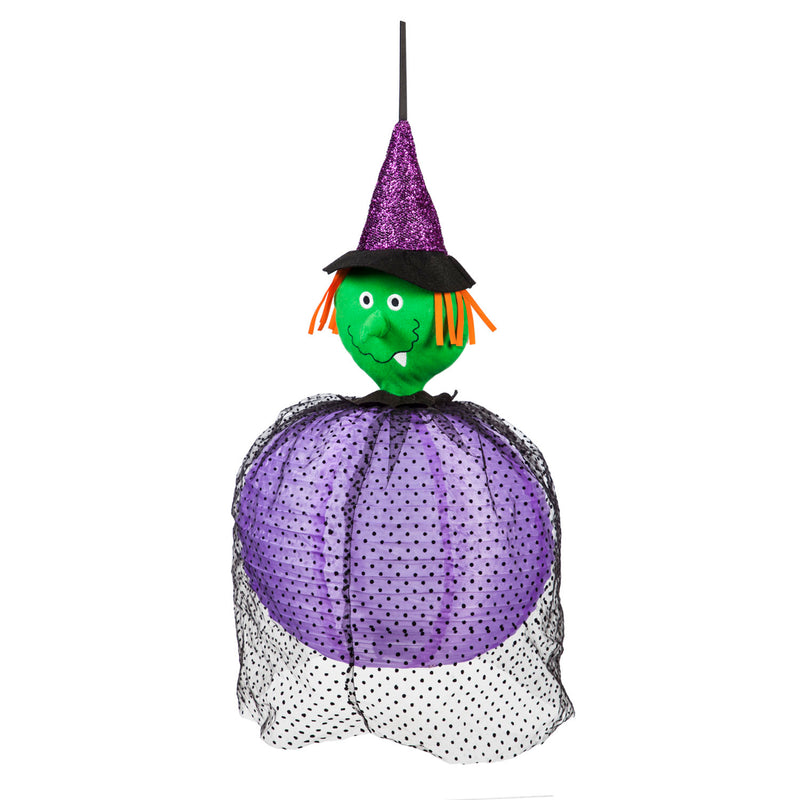 Evergreen Deck & Patio Decor,Witch Beaming Buddies Collapsible Lantern,14x14x24 Inches