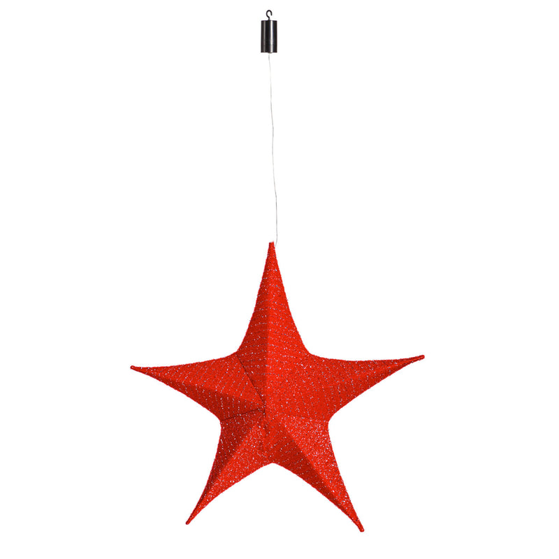 Lighted Fabric Star, Small, Red,  17"x6"x17"inches