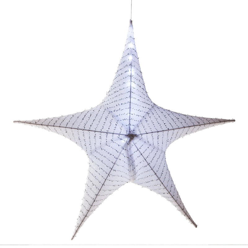 Lighted Fabric Star, Large, White,45st349bl