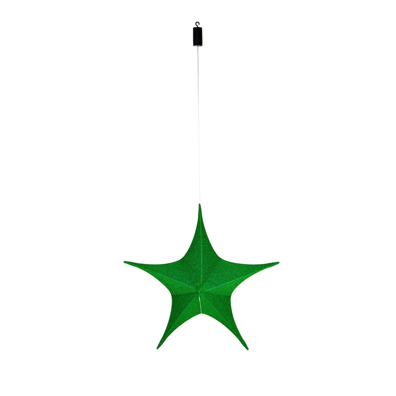 Lighted Fabric Star, Large, Green,45st372bl