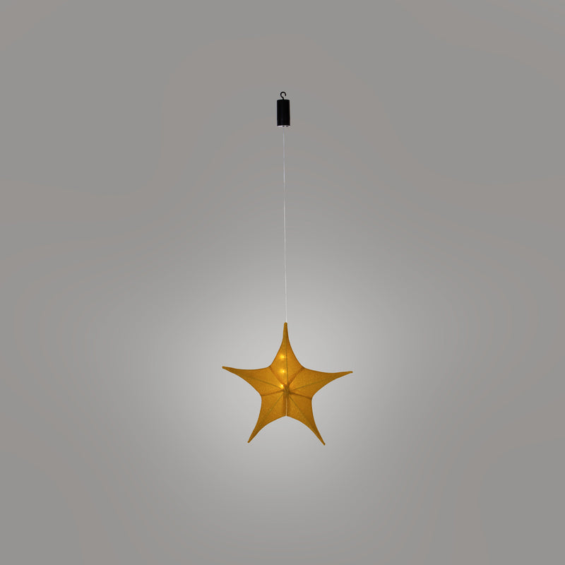 Lighted Fabric Star, Small, Gold,  17"x17"x6"inches