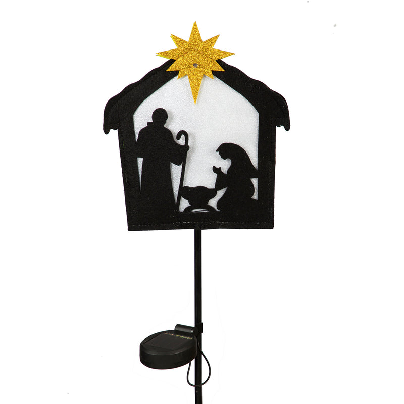Christmas Silhouettes Solar Lit Fabric Stakes, 3 Asst, 8.5"x0.5"x32"inches