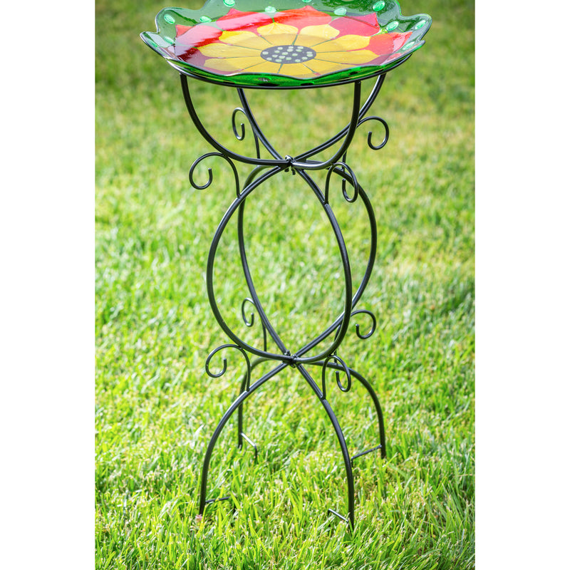 Metal Trellis Bird Bath Stand, Scroll,47m1917