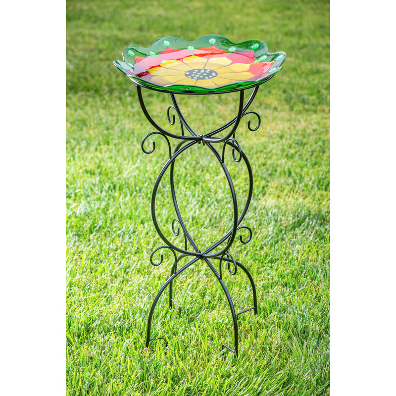 Metal Trellis Bird Bath Stand, Scroll,47m1917