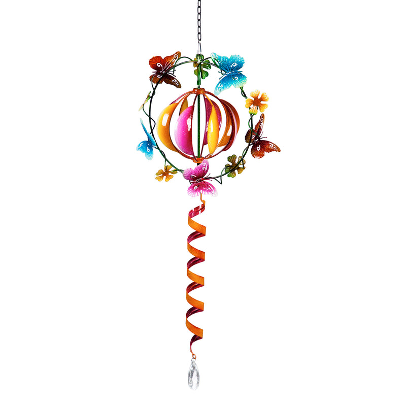Hanging Wind Twirler, Florals and Butterflies,11.6"x6.69"x36.2"inches