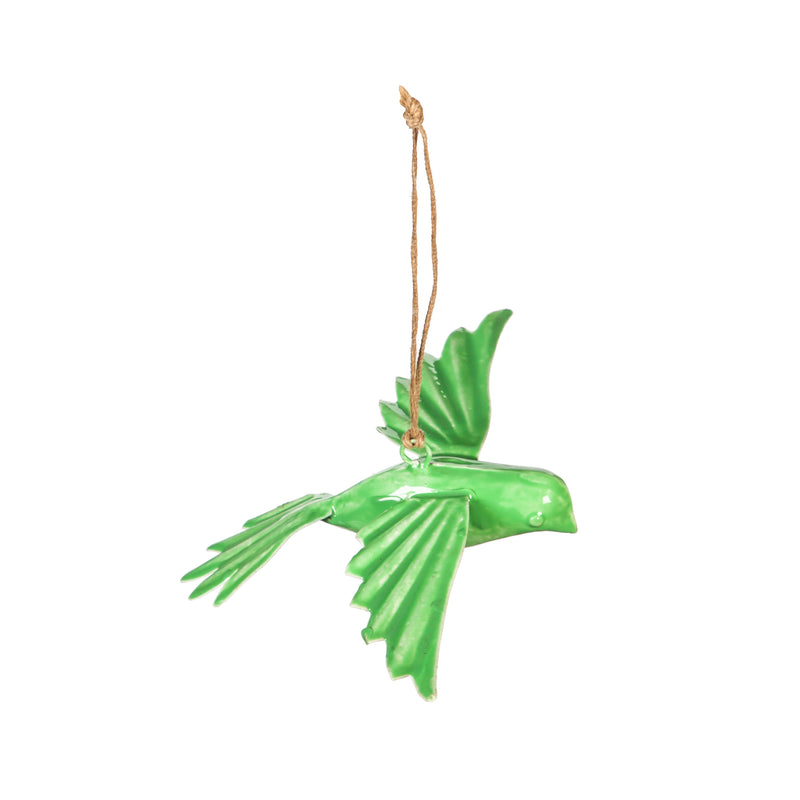 Embossed Enamel Hanging Birds, Set of 2, Green,47m2579