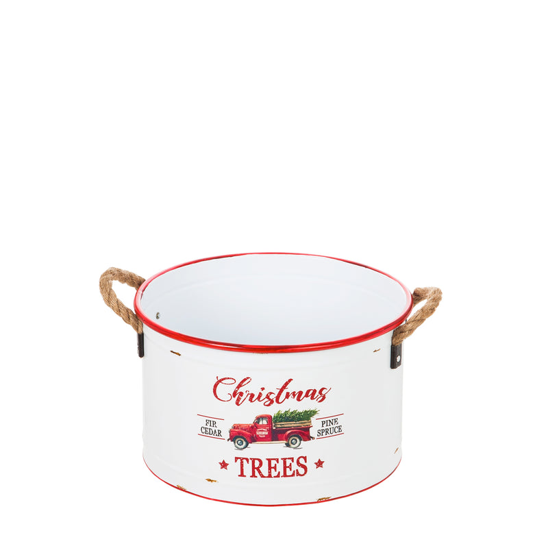 Red Truck Christmas Trees Metal Planter, Set of 3,47m2719