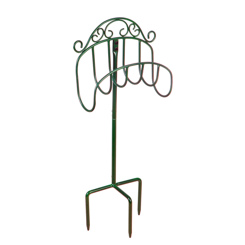 Wrought Iron Hose Holder with Ground Stake - Green,47m3012