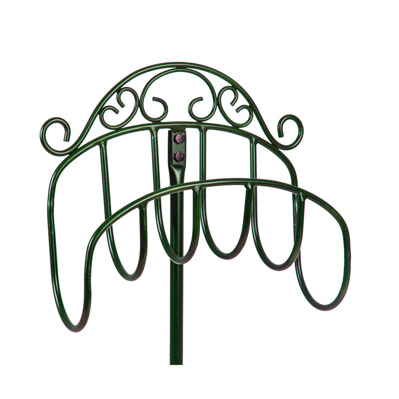 Wrought Iron Hose Holder with Ground Stake - Green,47m3012