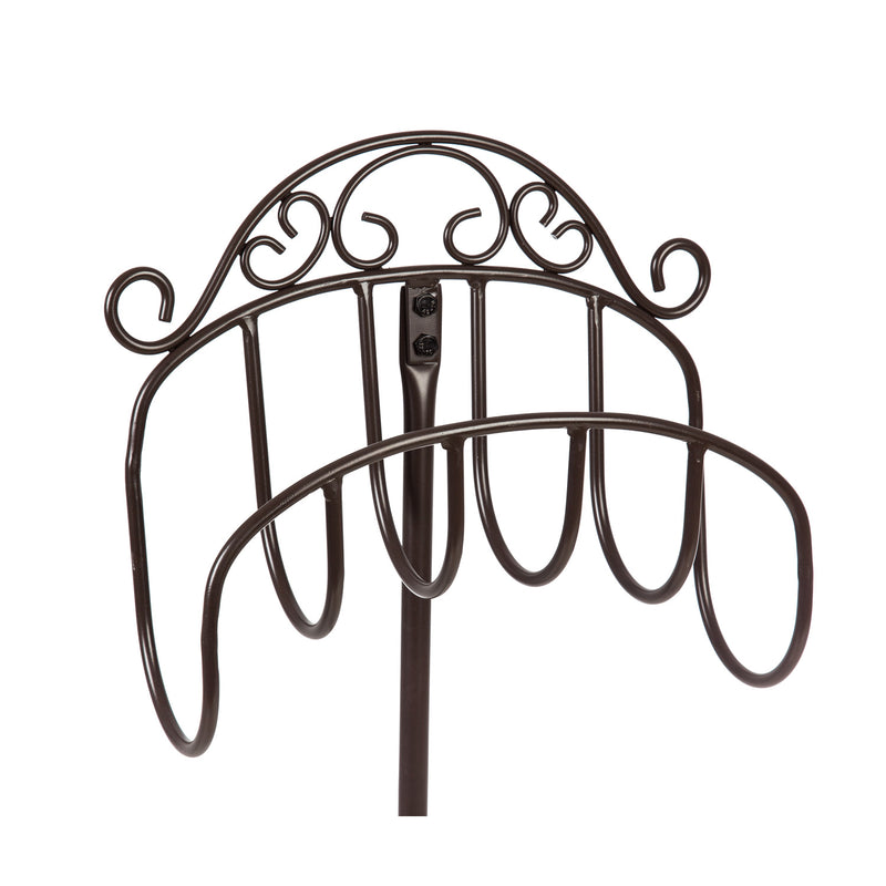 Wrought Iron Hose Holder with Ground Stake - Gunmetal, 15.5"x7"x37.5"inches