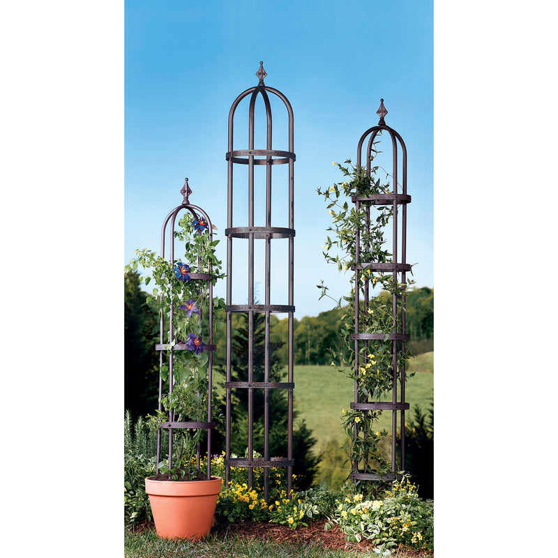 8' Powder-Coated Steel Garden Obelisk Bronze,47m3016