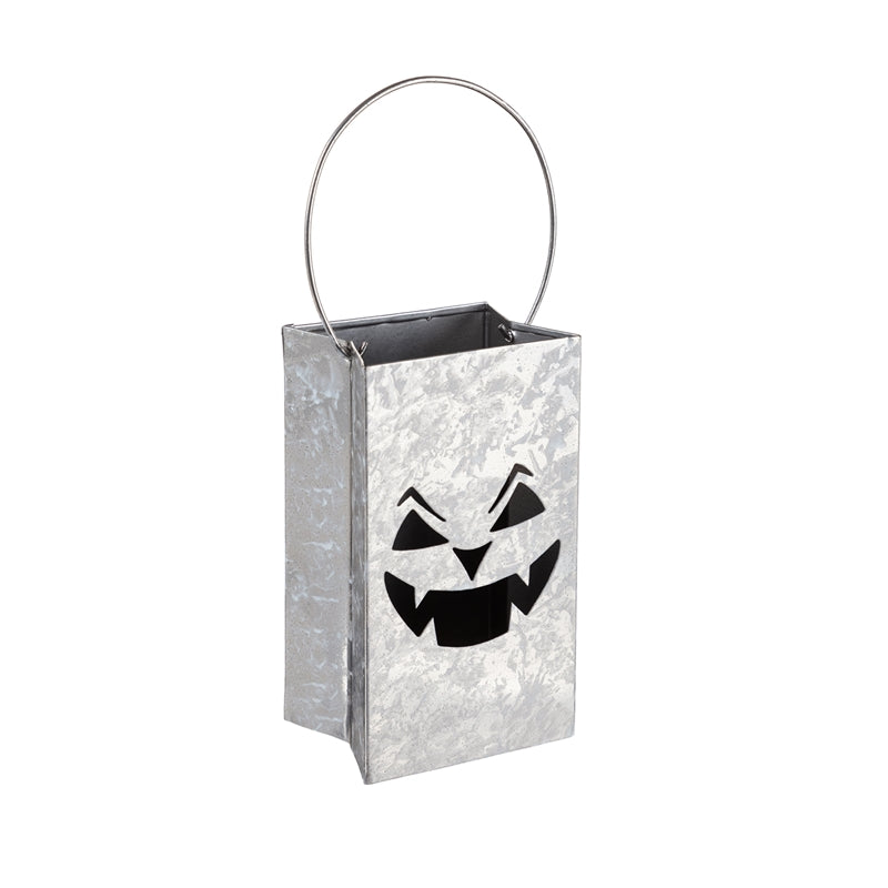 Diecut Galvanized Metal Lantern, 3 Asst, Bat/Cat/Jack-O-Lantern,6.25"x4"x9"inches