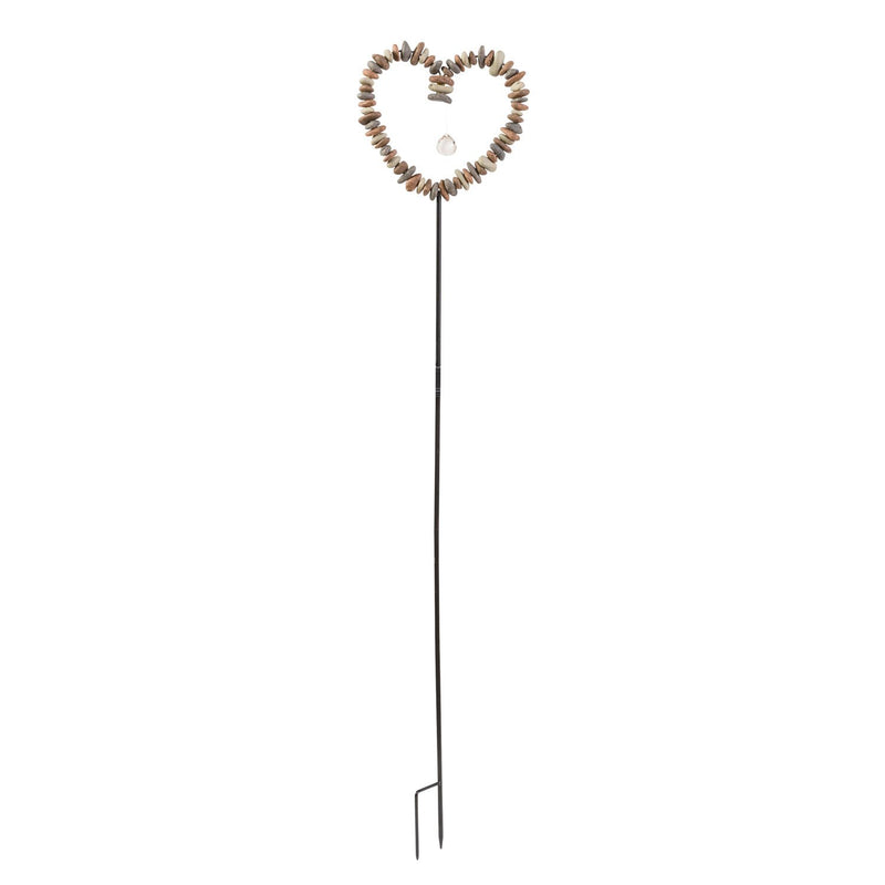 Resin Rock Heart Decorative Garden Stake With Metal Post,47m3253