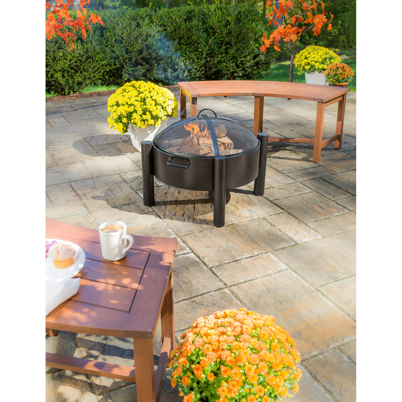 Round Firepit with Solid Round Legs, 29"x29"x22"inches