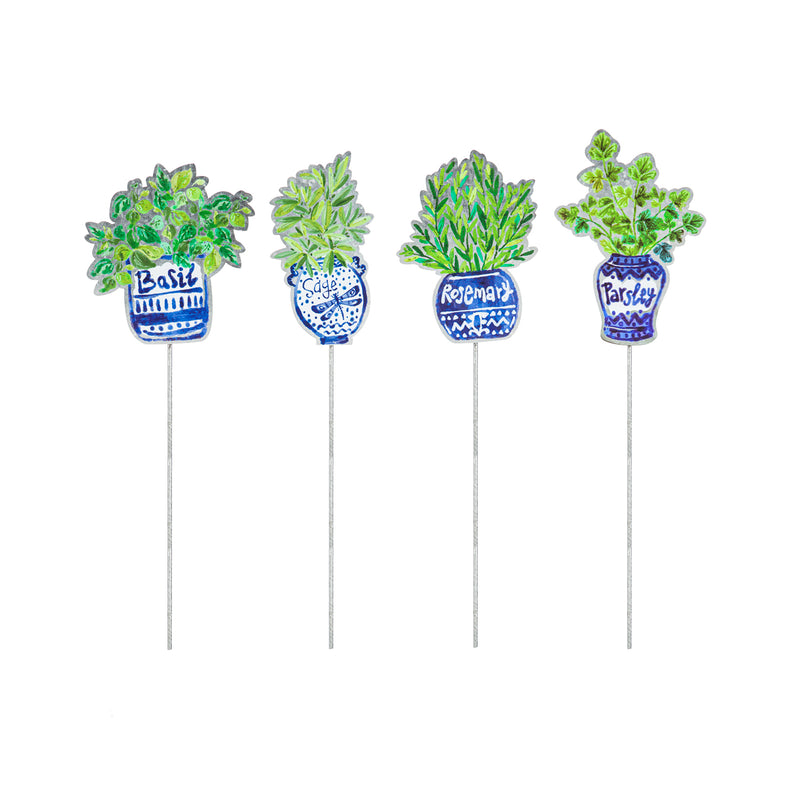 18"H Plant Pick, Herb Markers,  4 Asst, 12pc w/ Bucket Display, 5.25"x0.25"x18"inches