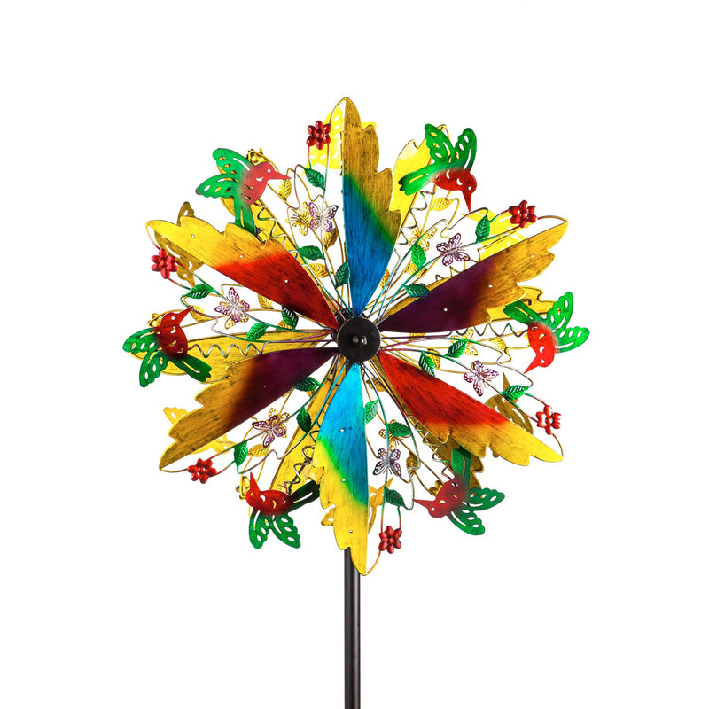 75"H Wind Power Lighted Wind Spinner Hummingbird Harbor,24"x10.25"x75"inches