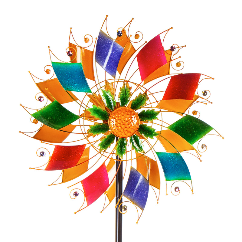 75"H Wind Spinner with Gemstones, Joyful Spirals,24"x10.04"x75"inches