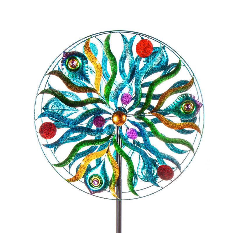 75"H Wind Spinner, Peacock in Motion,24"x9.65"x75.2"inches