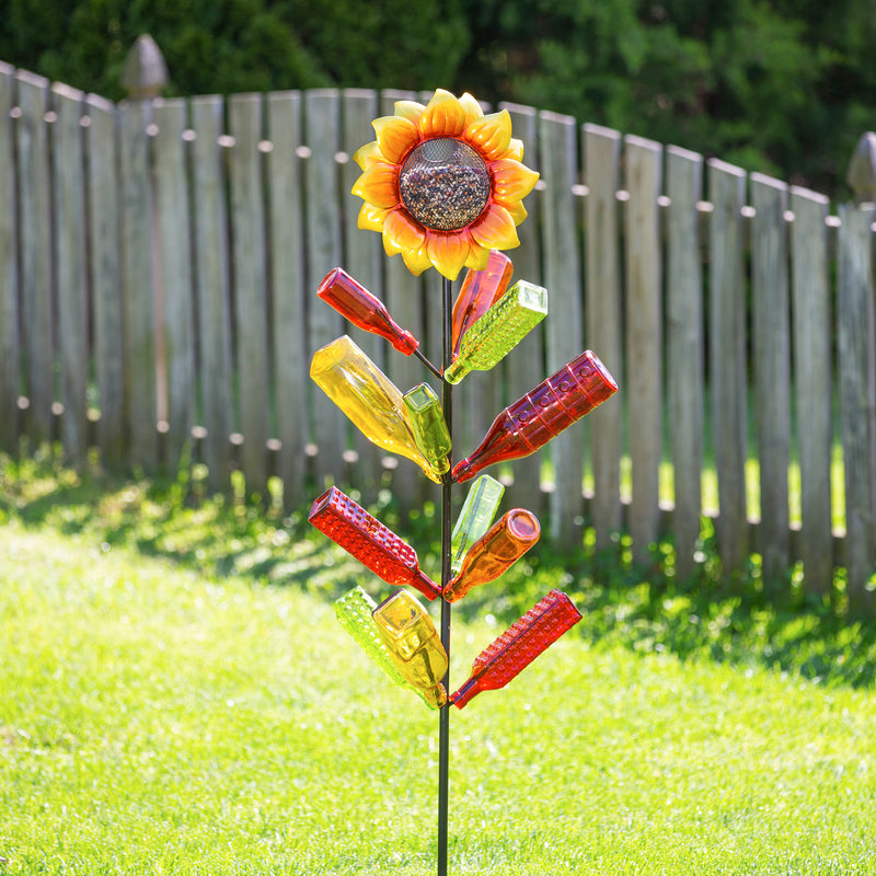 62"H Sunflower Bottle Tree, 12.6"x12.6"x62"inches