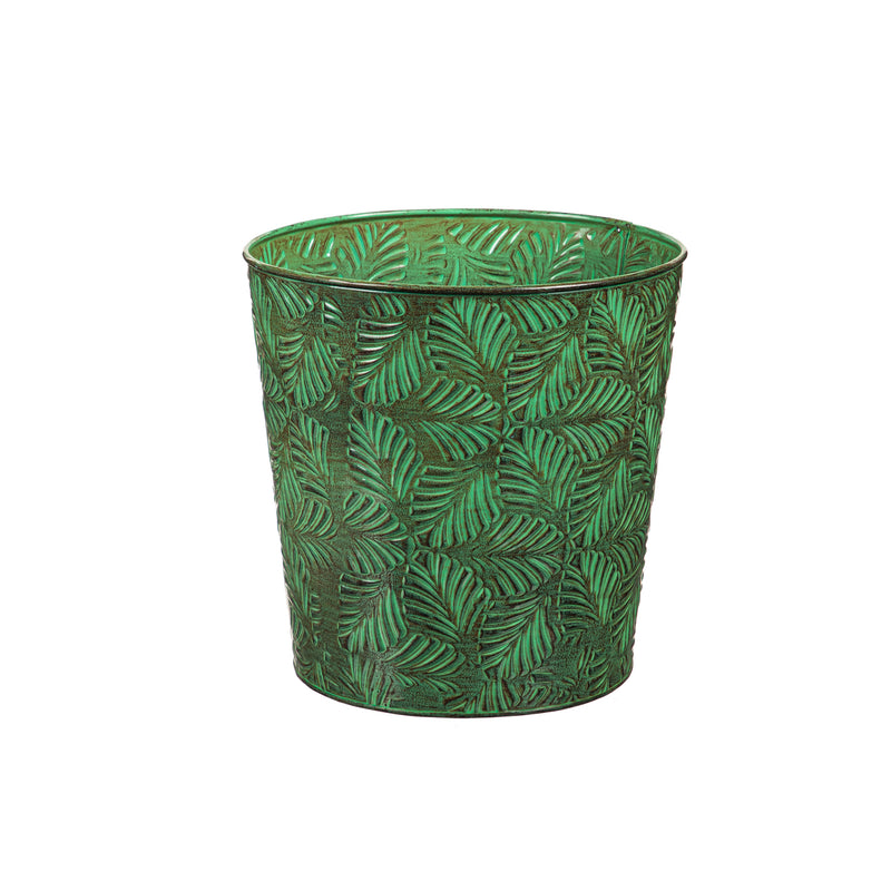 Set of 3 Botanical Greens Embossed Planter, 11"x11"x11.25"inches