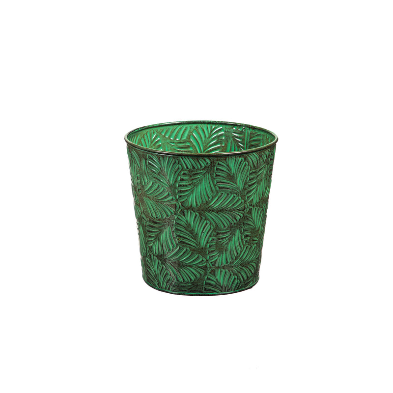 Set of 3 Botanical Greens Embossed Planter, 11"x11"x11.25"inches