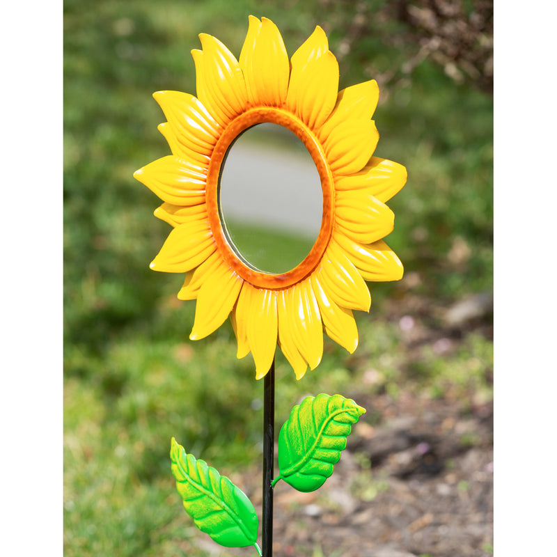 44" Sunflower Mirror Garden Stake, 13"x1"x44"inches