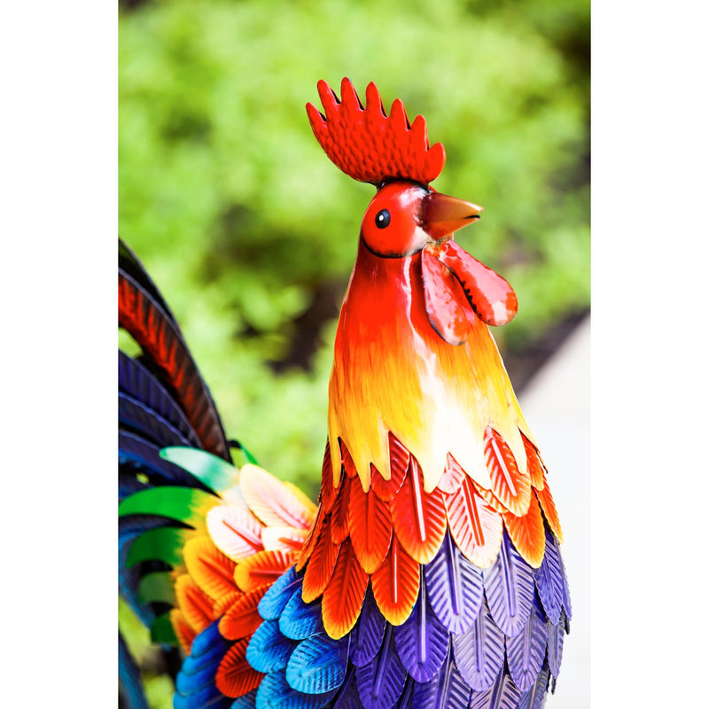 Colorful Rooster Metal Garden Statuary, 18.5"x7.09"x20.87"inches