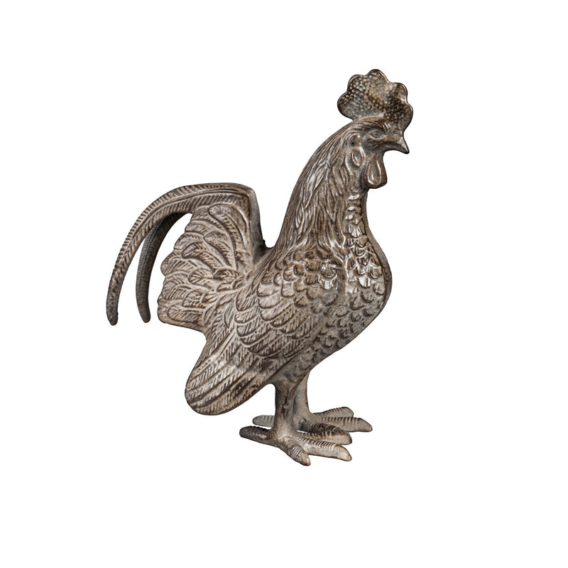 10"H Rooster Metal Garden Statuary, 8.5"x4.5"x10"inches