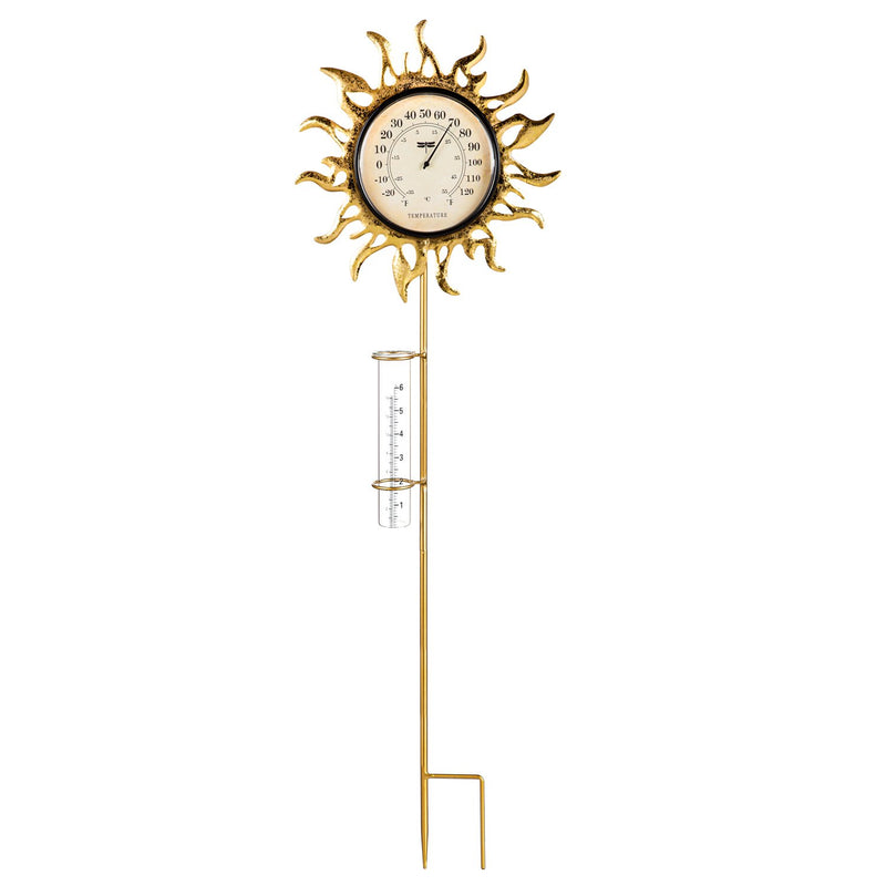 36"H Thermometer w/ Rain Gauge, Sunny Days, 13"x2"x36"inches