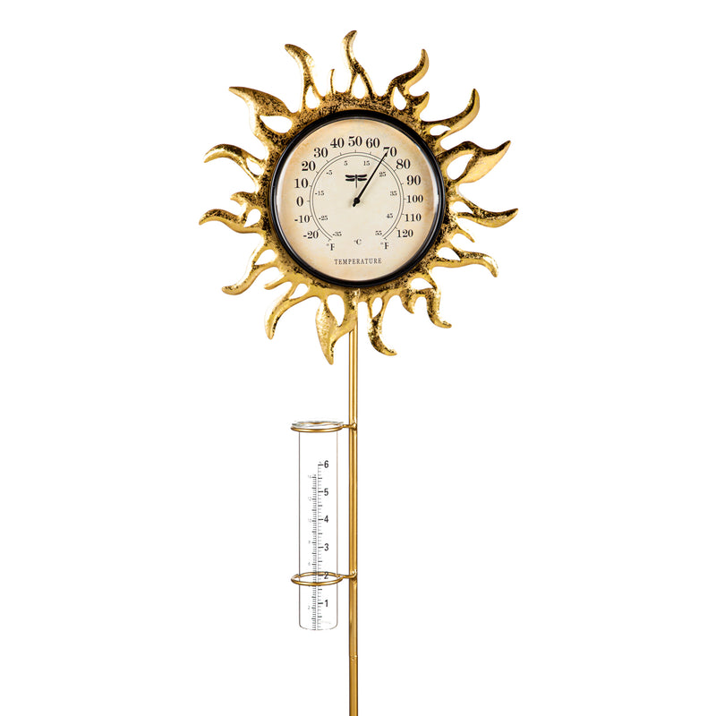 36"H Thermometer w/ Rain Gauge, Sunny Days, 13"x2"x36"inches