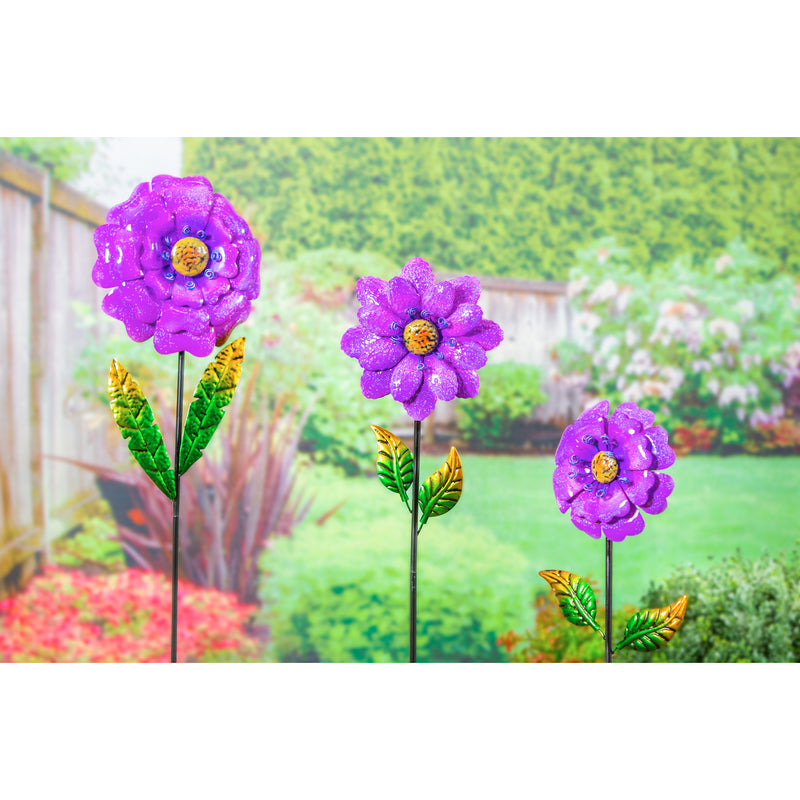 Purple Flower Garden Stake, Set of 3,47m3872