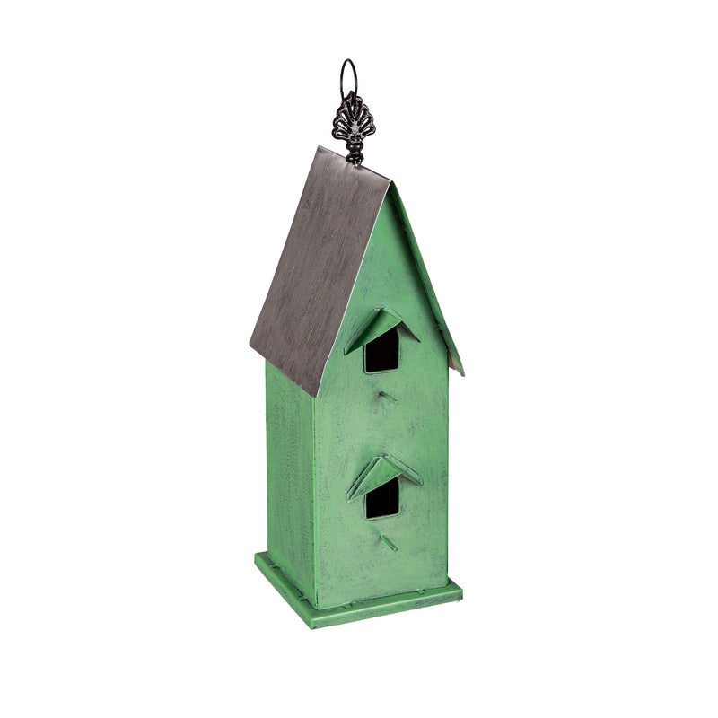 Holiday Greenhouse Metal Bird House Statuary, Light Green,47m5585