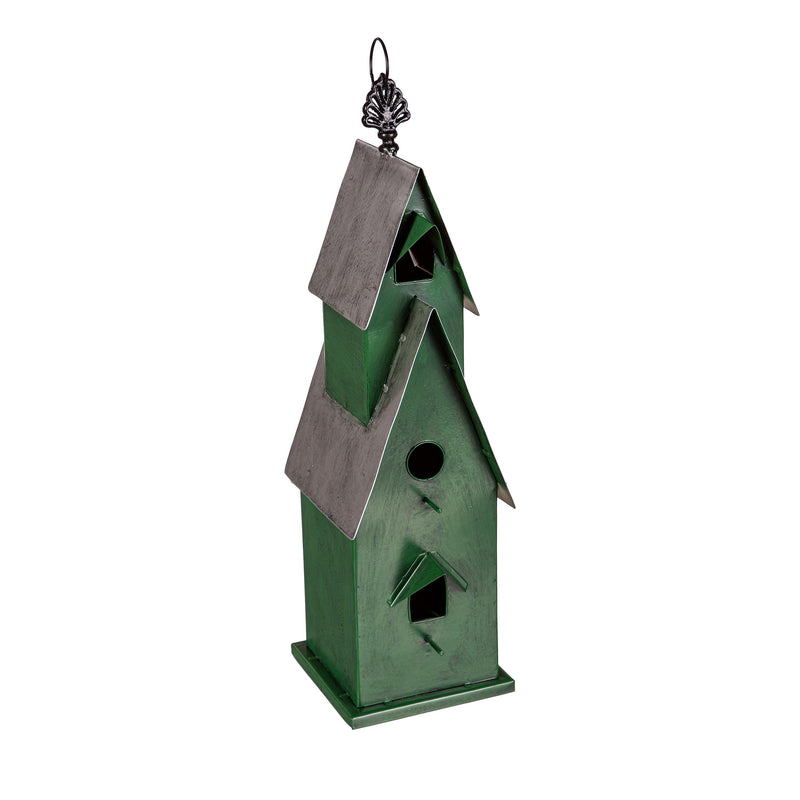 Holiday Greenhouse Metal Bird House Statuary, Dark Green,47m5586