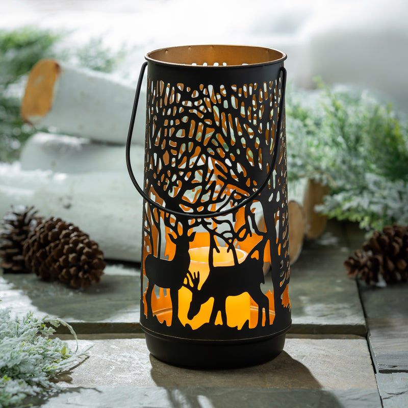 12" Metal Lantern, Woodland Forest,47m5606